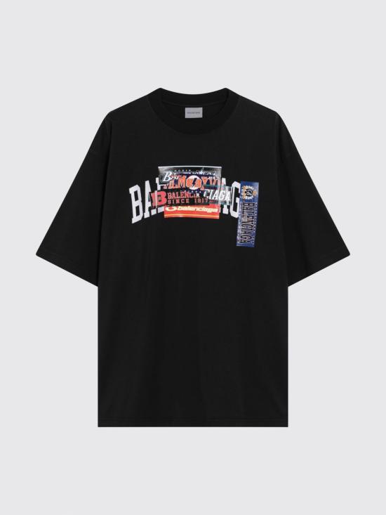 26FW 발렌시아가 범퍼 스티커 미디움 핏 티셔츠 764235TUVS3 1000 Black - BALENCIAGA