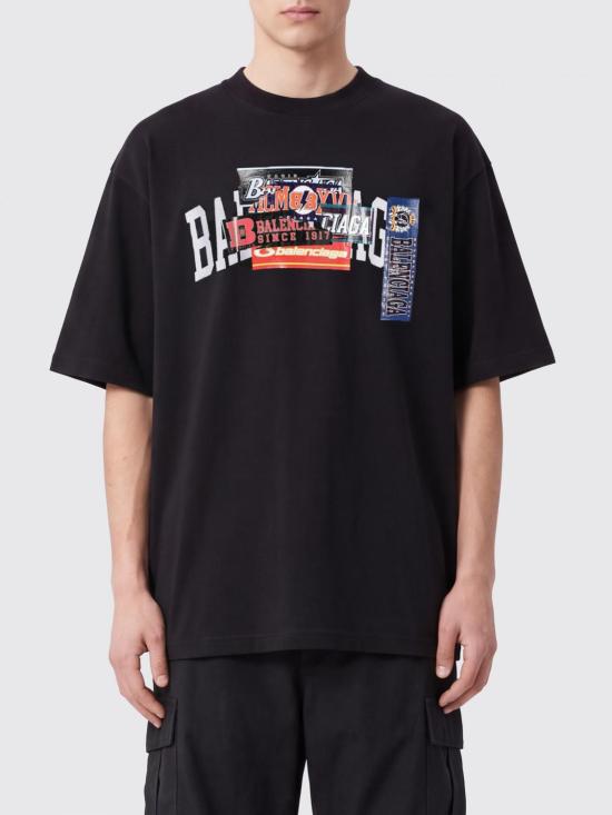 26FW 발렌시아가 범퍼 스티커 미디움 핏 티셔츠 764235TUVS3 1000 Black