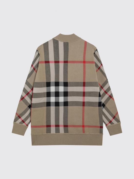 26FW 버버리 오버사이즈 핏 체크 울 블렌드 가디건 8039153 Beige - BURBERRY