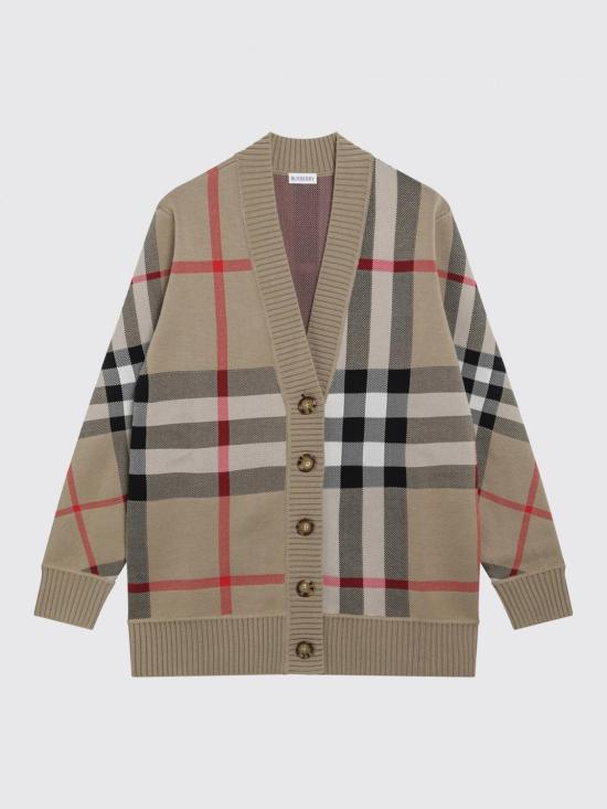 26FW 버버리 오버사이즈 핏 체크 울 블렌드 가디건 8039153 Beige - BURBERRY