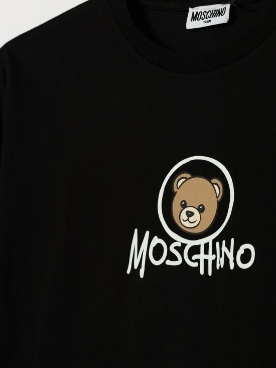 26FW [키즈] 모스키노 티셔츠 HMM05WLAA34 60100 Black - MOSCHINO