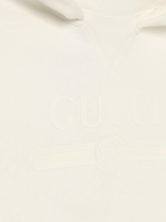 26FW [키즈] 구찌 로고 프린트 코튼 후드티 855554XJHXM 9043 White - GUCCI