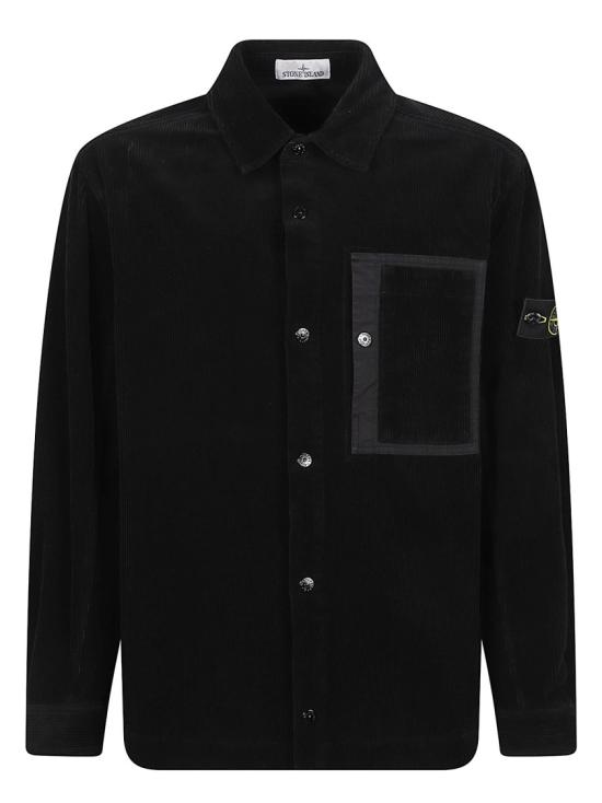 26FW 스톤 아일랜드 체스트 포켓 오가닉 코튼 코듀로이 800 컴포트 핏 스냅 프론트 오버셔츠 L2 S15 12000 16 S0212 Black