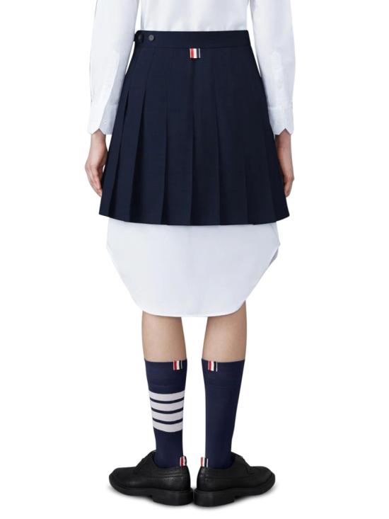 26SS 톰브라운 슈퍼 120수 스쿨 유니폼 드롭백 플리츠 미니 스커트 FGC402V 00626415 Black - THOM BROWNE