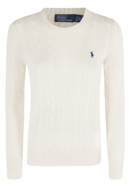 26FW 폴로 랄프로렌 폴로 자수 케이블 니트 스웨터 211971865 099 White