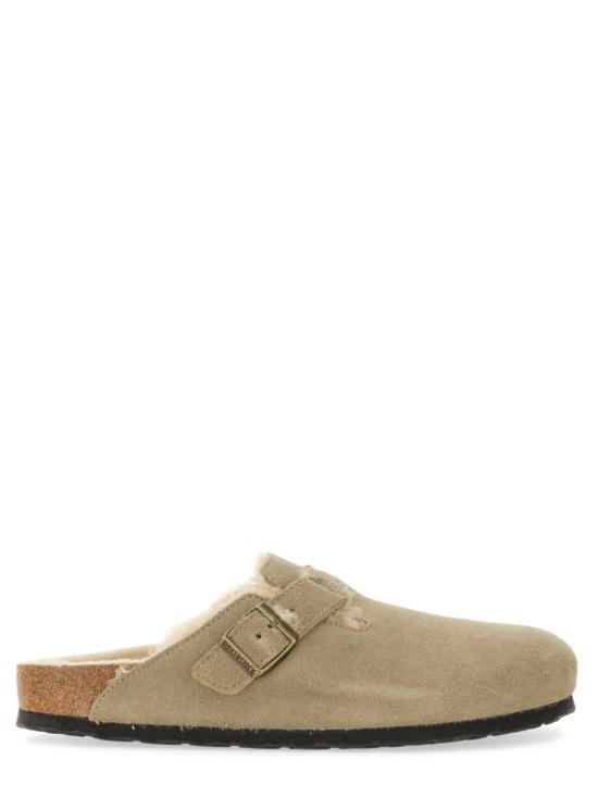  버켄스탁 보스턴 시어링 스웨이드 레더 뮬 1028299 TAUPE Neutrals