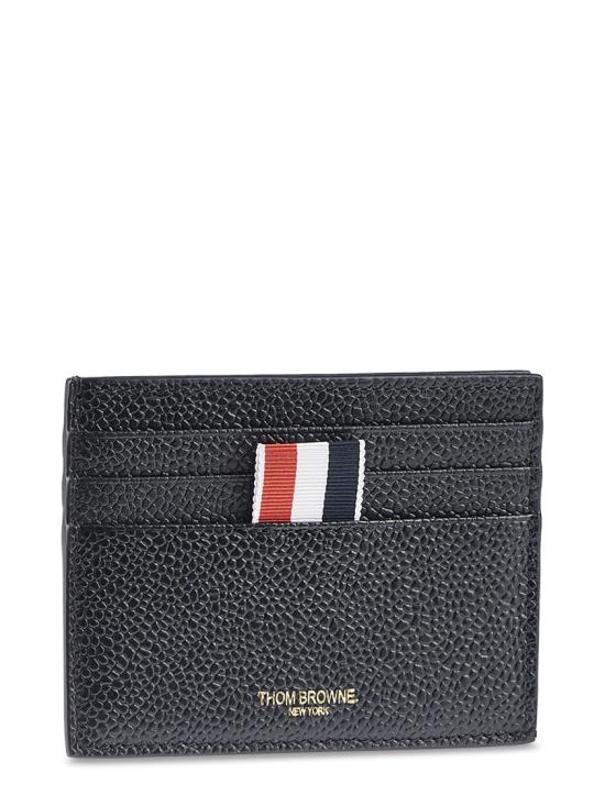 26SS 톰브라운 페블 그레인 레더 스트라이프 노트 카드 홀더 MAW031L 00198001 Black - THOM BROWNE