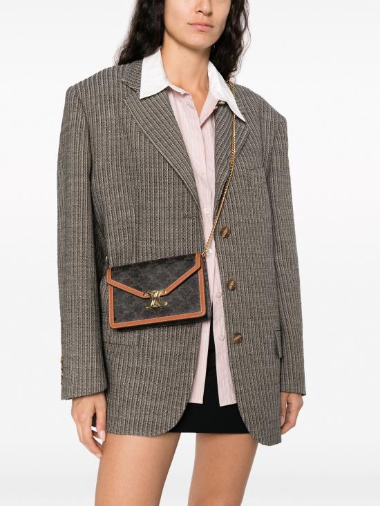 26FW 셀린느 트리옹프 캔버스 & 카프스킨 마고 체인 지갑 10L462DQB 04LU NUDE NEUTRALS - CELINE