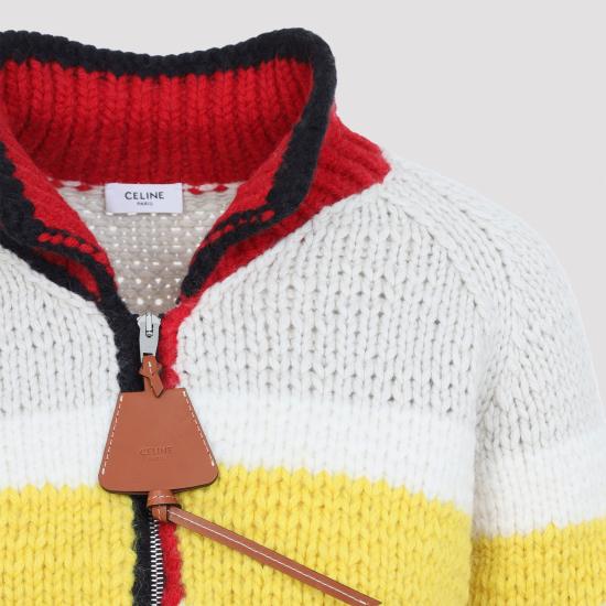 26FW 셀린느 멀티컬러 스트라이프 울 집업 가디건 RY0XI4I02 14ML MULTICOLOUR - CELINE