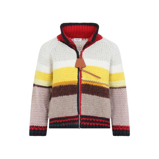26FW 셀린느 멀티컬러 스트라이프 울 집업 가디건 RY0XI4I02 14ML MULTICOLOUR