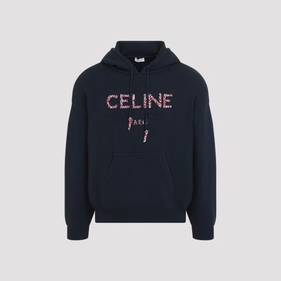 26FW 셀린느 리브드 코튼 후디 스웨터 RY10S4S85 07MR BLUE - CELINE