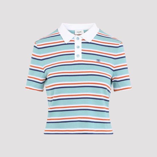26FW 셀린느 스트라이프 코튼 폴로 스웨터 RY0UL3B21 GFY6 BLUE - CELINE