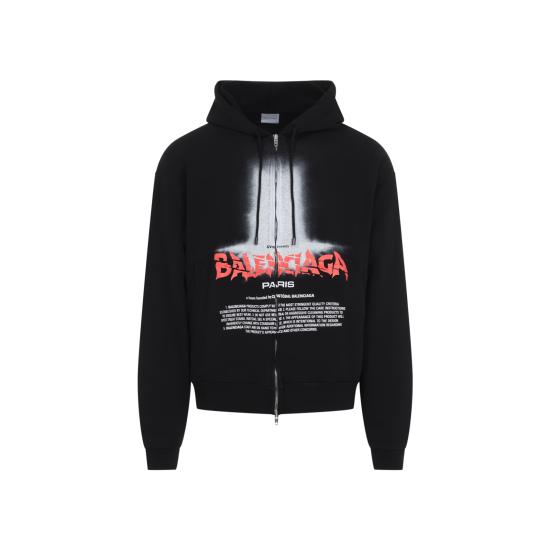 26FW 발렌시아가 더 도어 오버사이즈 집업 후디 850338 TUVQ9 1000 BLACK - BALENCIAGA