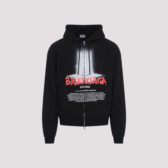 26FW 발렌시아가 더 도어 오버사이즈 집업 후디 850338 TUVQ9 1000 BLACK
