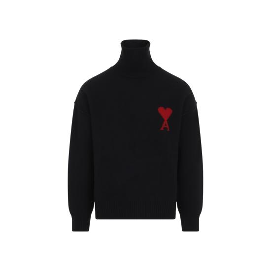 26FW 아미 ADC 터틀넥 스웨터 UKS839 018 009 BLACK RED - AMI