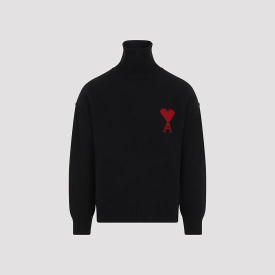 26FW 아미 ADC 터틀넥 스웨터 UKS839 018 009 BLACK RED - AMI