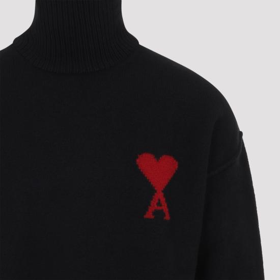 26FW 아미 ADC 터틀넥 스웨터 UKS839 018 009 BLACK RED - AMI