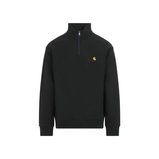 26FW 칼하트 WIP 하프 집 아메리칸 스크립트 스웨트셔츠 I0270143T6XX RAVEN - CARHARTT WIP