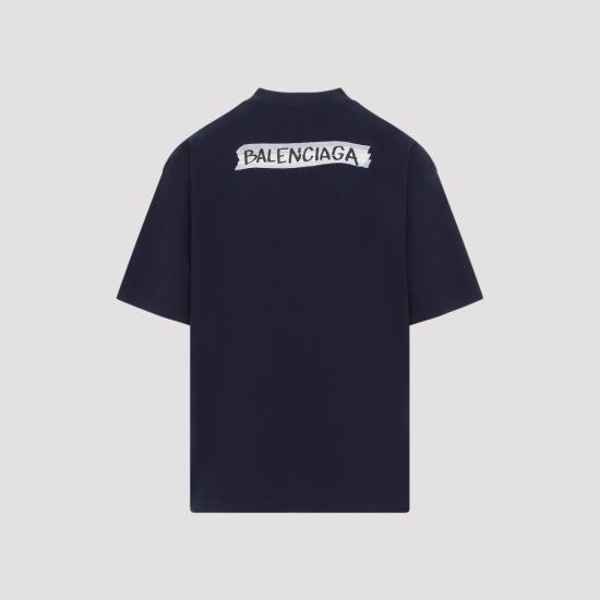 26FW 발렌시아가 마스킹 테이프 티셔츠 미디움 핏 764235 TTVL6 8065 NAVY - BALENCIAGA