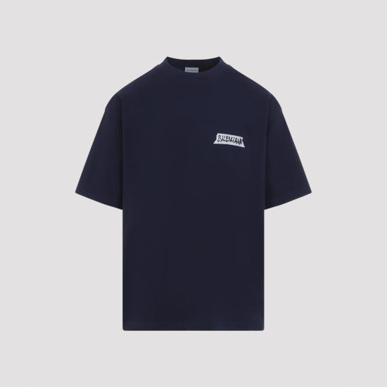 26FW 발렌시아가 마스킹 테이프 티셔츠 미디움 핏 764235 TTVL6 8065 NAVY