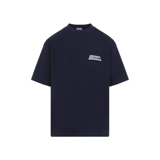 26FW 발렌시아가 마스킹 테이프 티셔츠 미디움 핏 764235 TTVL6 8065 NAVY - BALENCIAGA
