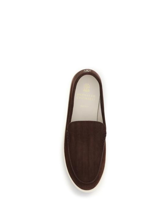 26FW 브루넬로 쿠치넬리 로퍼 스타일 셰브런 패턴 스웨이드 스니커즈 MZUHVSP335 C4230 BORDEAUX - BRUNELLO CUCINELLI