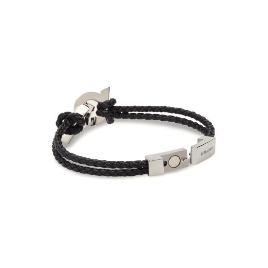  살바토레 페라가모 브레이슬릿 페라가모 꼬임 송아지 가죽 팔찌 블랙 - SALVATORE FERRAGAMO