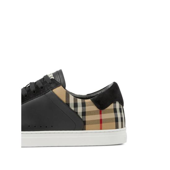 26FW 버버리 레더 스웨이드 체크 스니커즈 8070818 MF STEVIE A7626 BLACK - BURBERRY