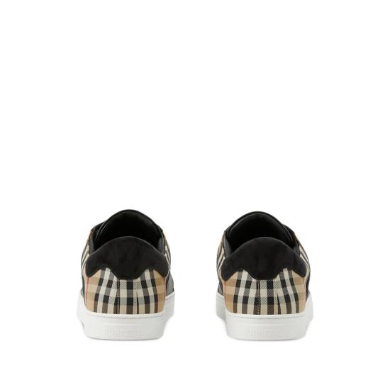 26FW 버버리 레더 스웨이드 체크 스니커즈 8070818 MF STEVIE A7626 BLACK - BURBERRY
