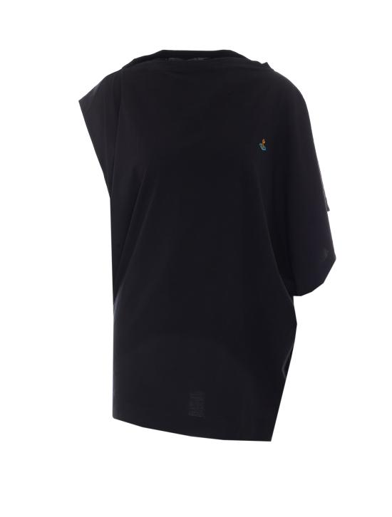 26FW 비비안웨스트우드 ORB 자수 로고 콘트라스트 칼라 긴팔 폴로 셔츠 1G01001G J00BLN401 BLACK