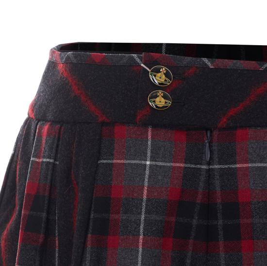 26FW 비비안웨스트우드 벨 타탄체크 플리츠 미니 스커트 1K01003H W01NGP210 RED - VIVIENNE WESTWOOD