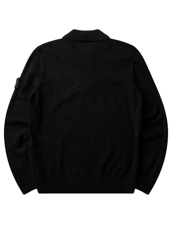 26FW 스톤 아일랜드 라이트 RWS 질롱 울 버튼 플래킷 루즈 핏 폴로 칼라 스웨터 L2S155100018S00B4V0029 BLACK - STONE ISLAND