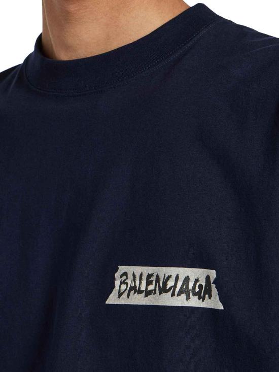 26FW 발렌시아가 마스킹 테이프 티셔츠 미디움 핏 764235TTVL68065 BLUE - BALENCIAGA