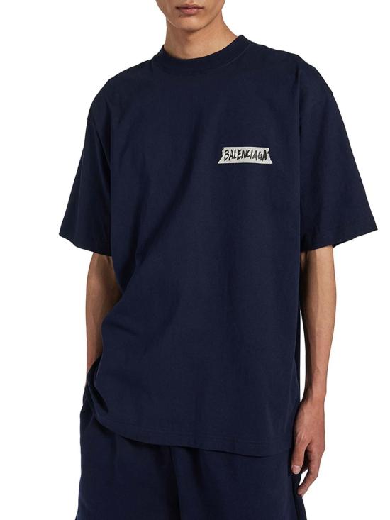 26FW 발렌시아가 마스킹 테이프 티셔츠 미디움 핏 764235TTVL68065 BLUE - BALENCIAGA