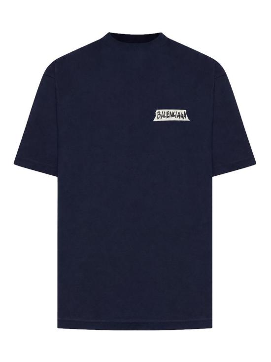 26FW 발렌시아가 마스킹 테이프 티셔츠 미디움 핏 764235TTVL68065 BLUE
