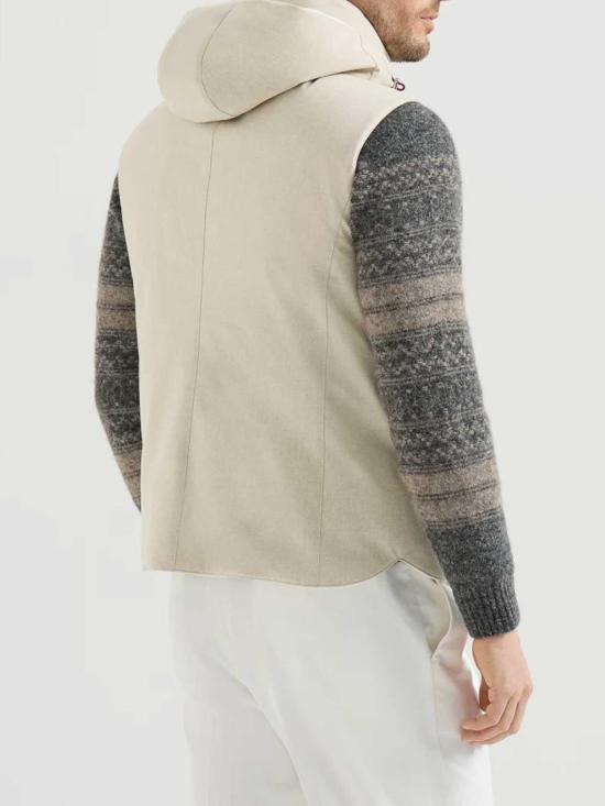 26FW 브루넬로 쿠치넬리 본디드 울 플란넬 디테처블 후드 다운 베스트 MM4701775CID NUDE NEUTRALS - BRUNELLO CUCINELLI