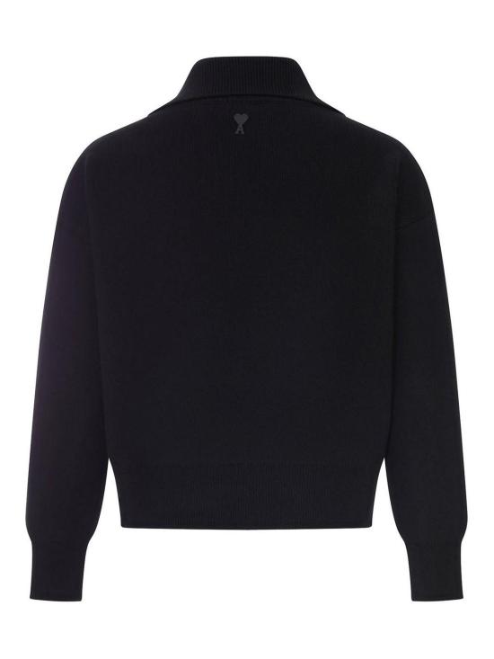 26FW 아미 브라운 하이 버튼 칼라 울 스웨터 UKS885KN0192001 BLACK - AMI