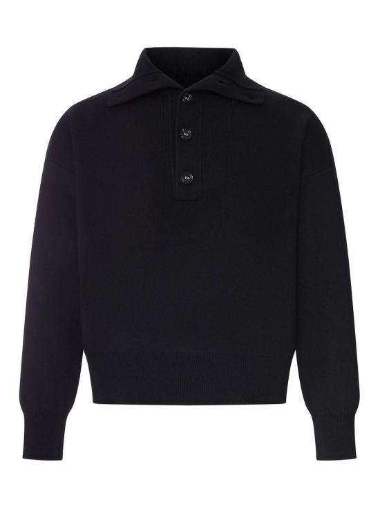 26FW 아미 브라운 하이 버튼 칼라 울 스웨터 UKS885KN0192001 BLACK