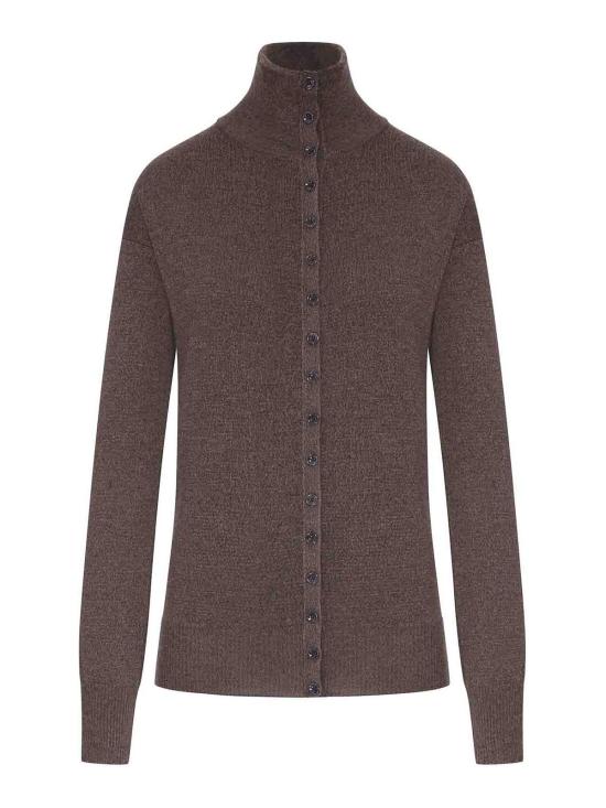 26FW 르메르 버튼 탑 파인 울 스웨터 PO0047LK1070BR538 BROWN