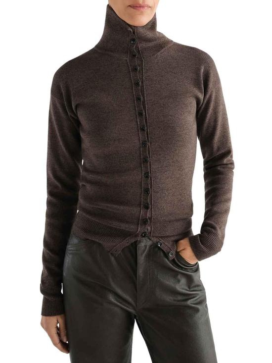 26FW 르메르 버튼 탑 파인 울 스웨터 PO0047LK1070BR538 BROWN - LEMAIRE