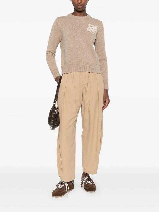 26FW 메종키츠네 폭스 헤드 인타르시아 메리노 스웨터 NW00808KM0329TAMEB BEIGE - MAISON KITSUNE