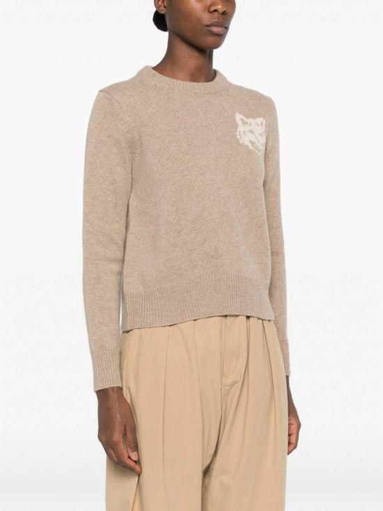 26FW 메종키츠네 폭스 헤드 인타르시아 메리노 스웨터 NW00808KM0329TAMEB BEIGE - MAISON KITSUNE