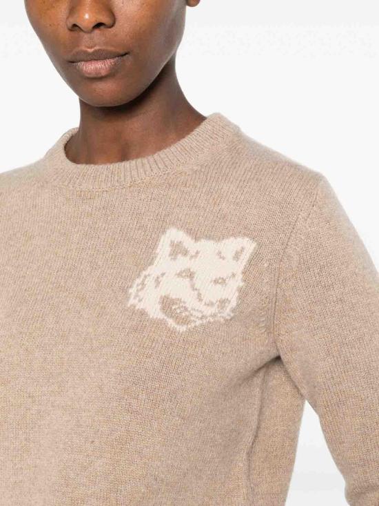 26FW 메종키츠네 폭스 헤드 인타르시아 메리노 스웨터 NW00808KM0329TAMEB BEIGE - MAISON KITSUNE