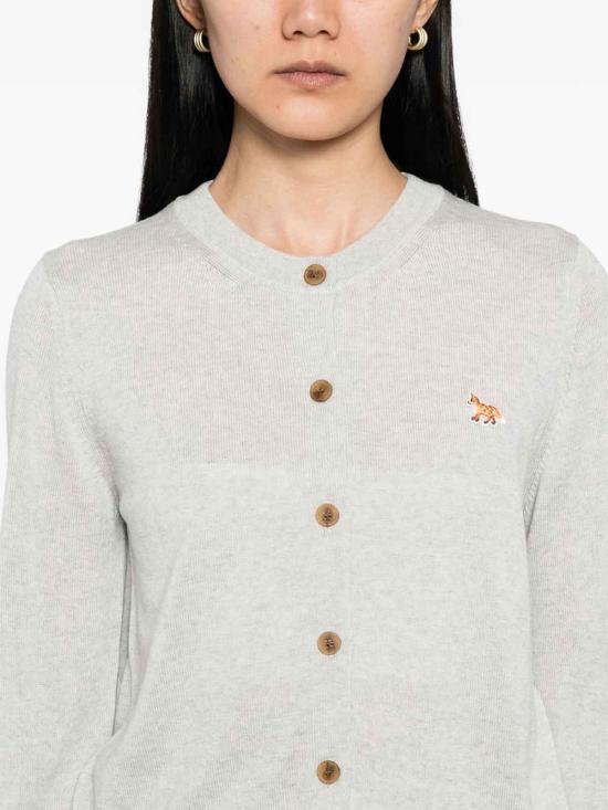 26FW 메종키츠네 베이비 폭스 메리노 레귤러 가디건 PW00502KT1181LGRME GREY - MAISON KITSUNE