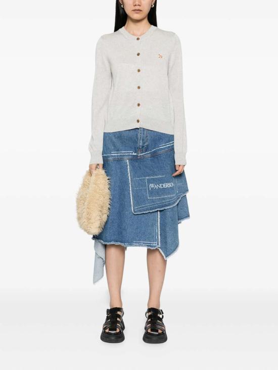 26FW 메종키츠네 베이비 폭스 메리노 레귤러 가디건 PW00502KT1181LGRME GREY - MAISON KITSUNE