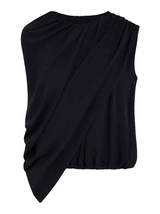 26FW 발렌시아가 여성 실크 캐디 케이프 탑 A002BXTUN141000 BLACK