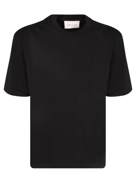 27FW 아미 하트 로고 코튼 자수 티셔츠 UTS341 726 001 Black