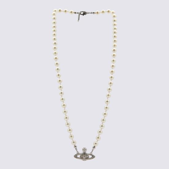 26FW 비비안웨스트우드 목걸이/팬던트 63010100 02P104P104 PLATINUM CREAM PEARL CRYSTAL