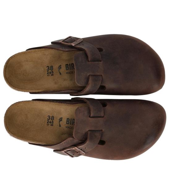 26FW 버켄스탁 보스턴 오일드 레더 클로그 860133 38 Brown - BIRKENSTOCK