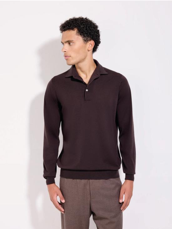 26FW 필리포 드 로렌티스 스웨터 Merinos Caffè의 폴로 콘 콜로 파라몬타투라(Polo con Collo Paramontatura)